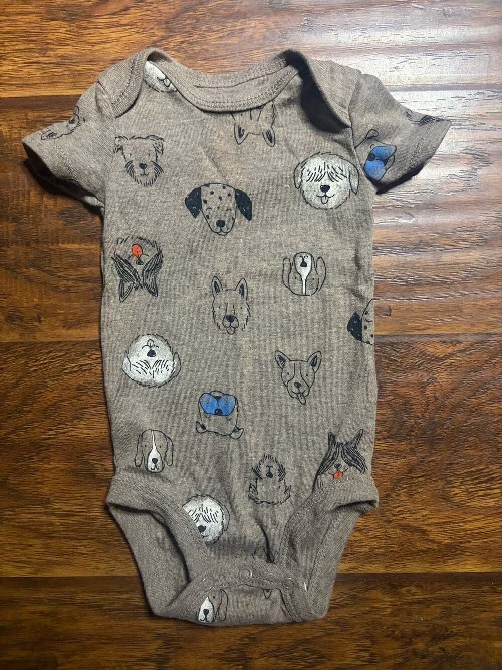 Carters Onsie Size 6M Brown Dog Print Short Sleeve Onesie